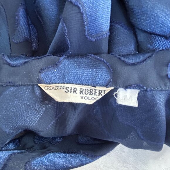 Vintage Sir Robert Womens Sheer Blue Pattern Short Sleeve Button-Up Shirt Medium - Picture 3 of 6